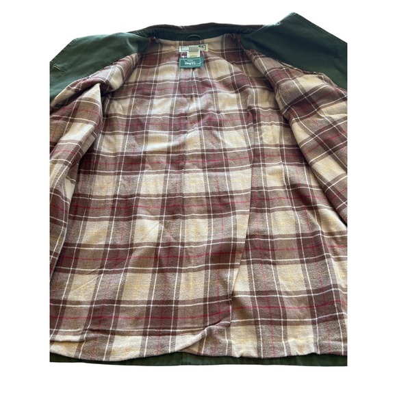 LL Bean Adirondack Barn Coat Loden Green Flannel Lined Cotton Jacket 3X NWT - Picture 3 of 15